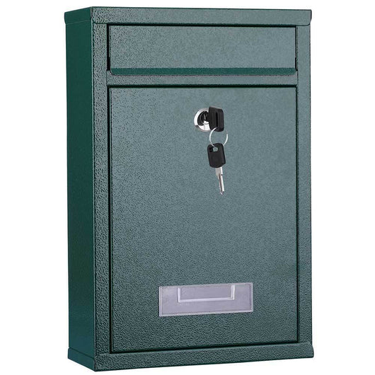 Cassetta Postale Parete in Acciaio Buca Lettere Posta Esterno con Chiave Verde