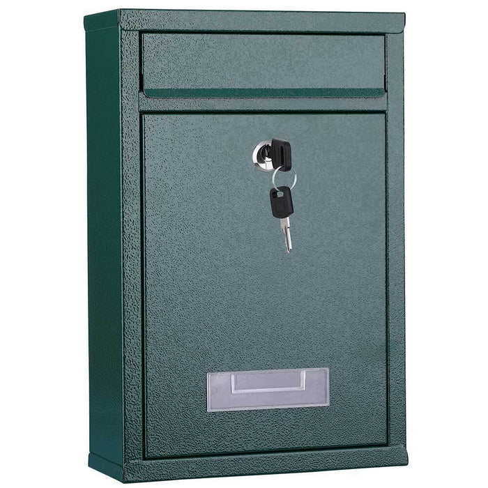 Cassetta Postale Parete in Acciaio Buca Lettere Posta Esterno con Chiave Verde