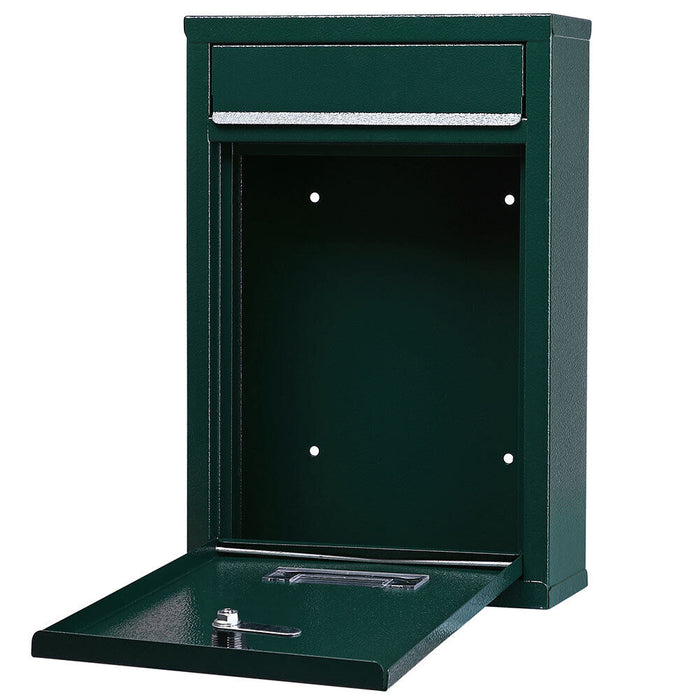 Cassetta Postale Parete in Acciaio Buca Lettere Posta Esterno con Chiave Verde