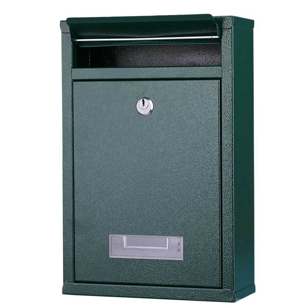 Cassetta Postale Parete in Acciaio Buca Lettere Posta Esterno con Chiave Verde