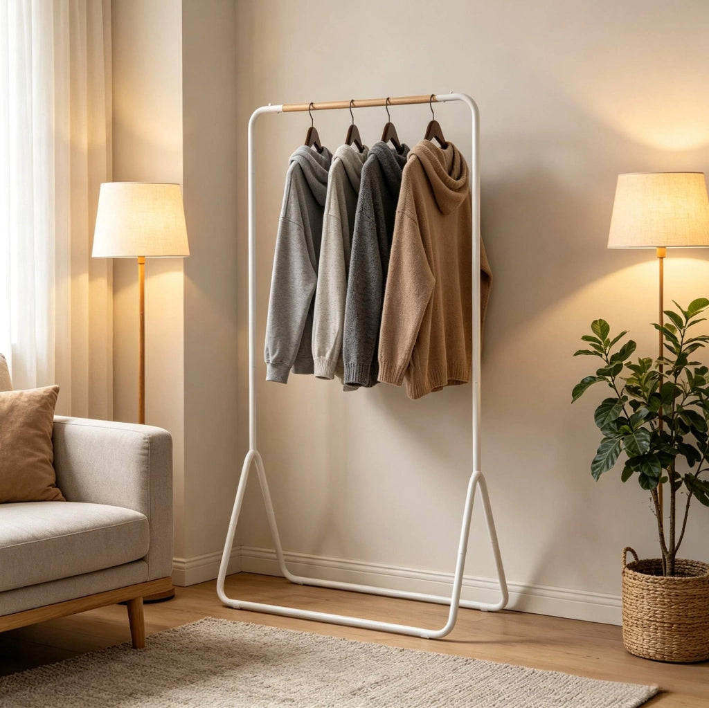 Appendiabiti multifunzione in metallo bianco 80x45x145 cm