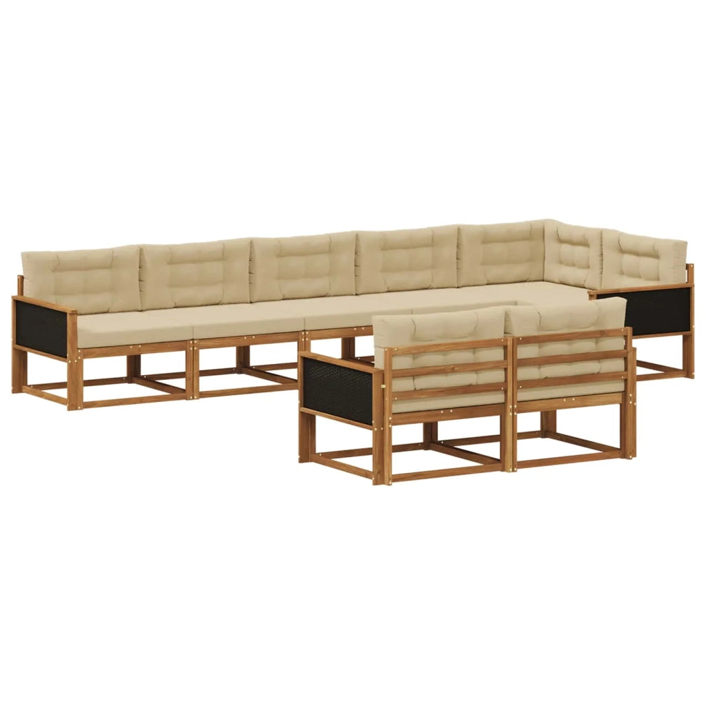 Set di divani da esterno 8 pz Naturale e Beige 3382656