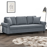 Divano a 3 Posti con Cuscini-Sofa 3 Posti con Cuscini Grigio Scuro 180 cm in Velluto 975274