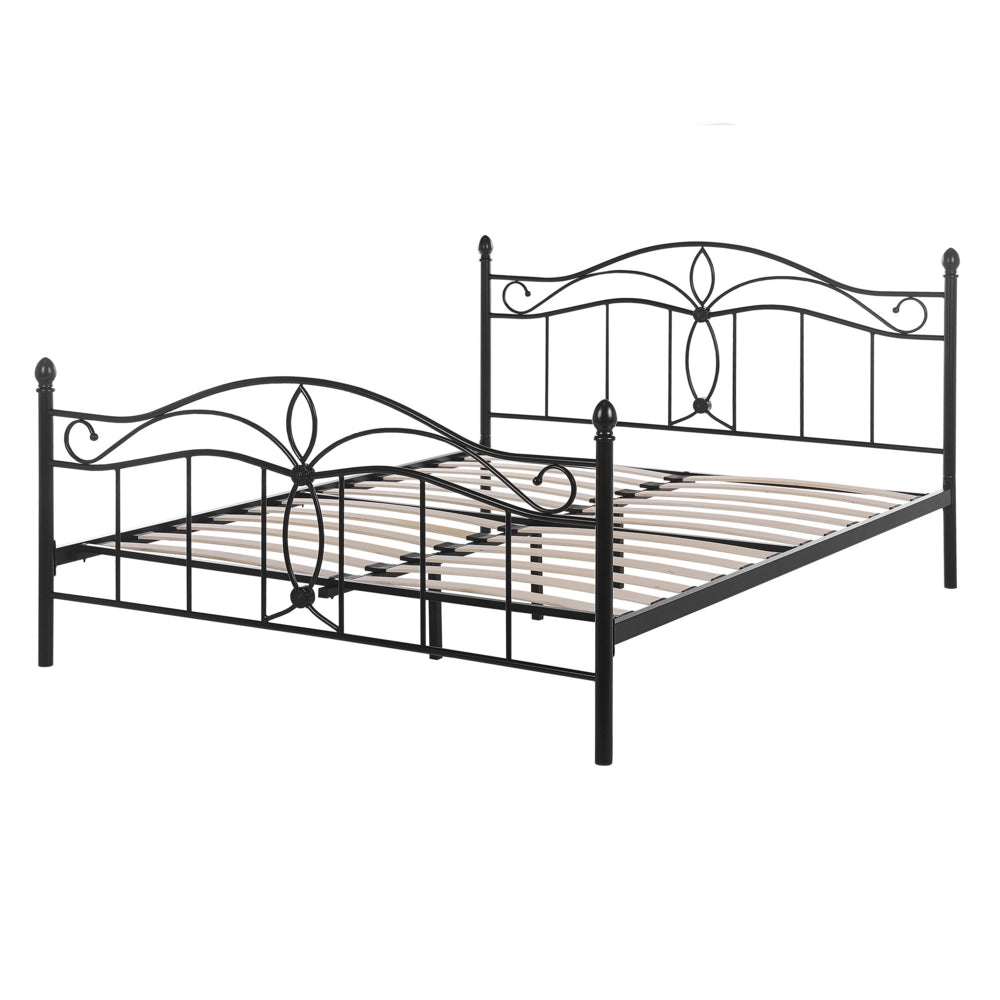 Letto Nero Doppia Dimensione 140 x 200 cm Metallo stile Vintage