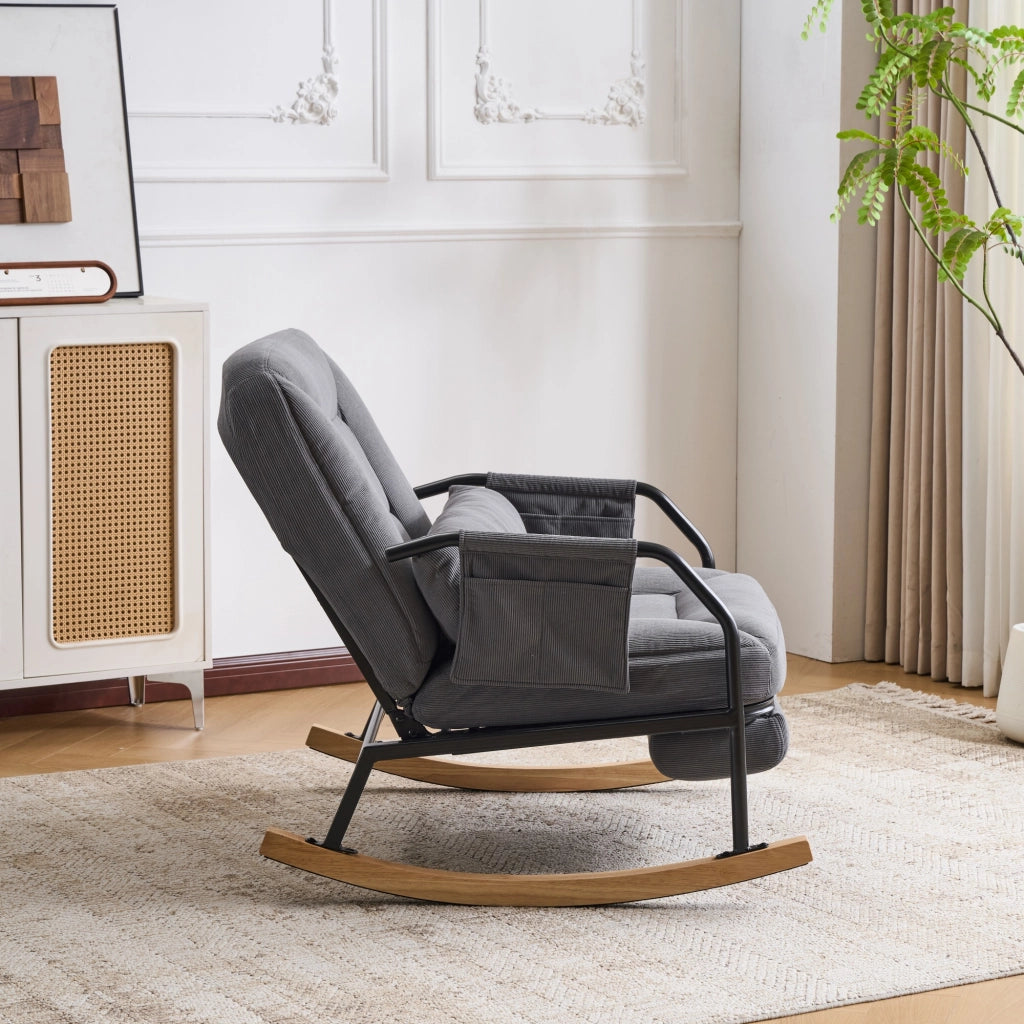 POLTRONA A DONDOLO Reclinabile 82x62x20 cm in Corduroy Grigio