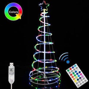 Albero di Natale Luminoso 73 Luci a Led Spirale per Interno ed Esterno 120 CM