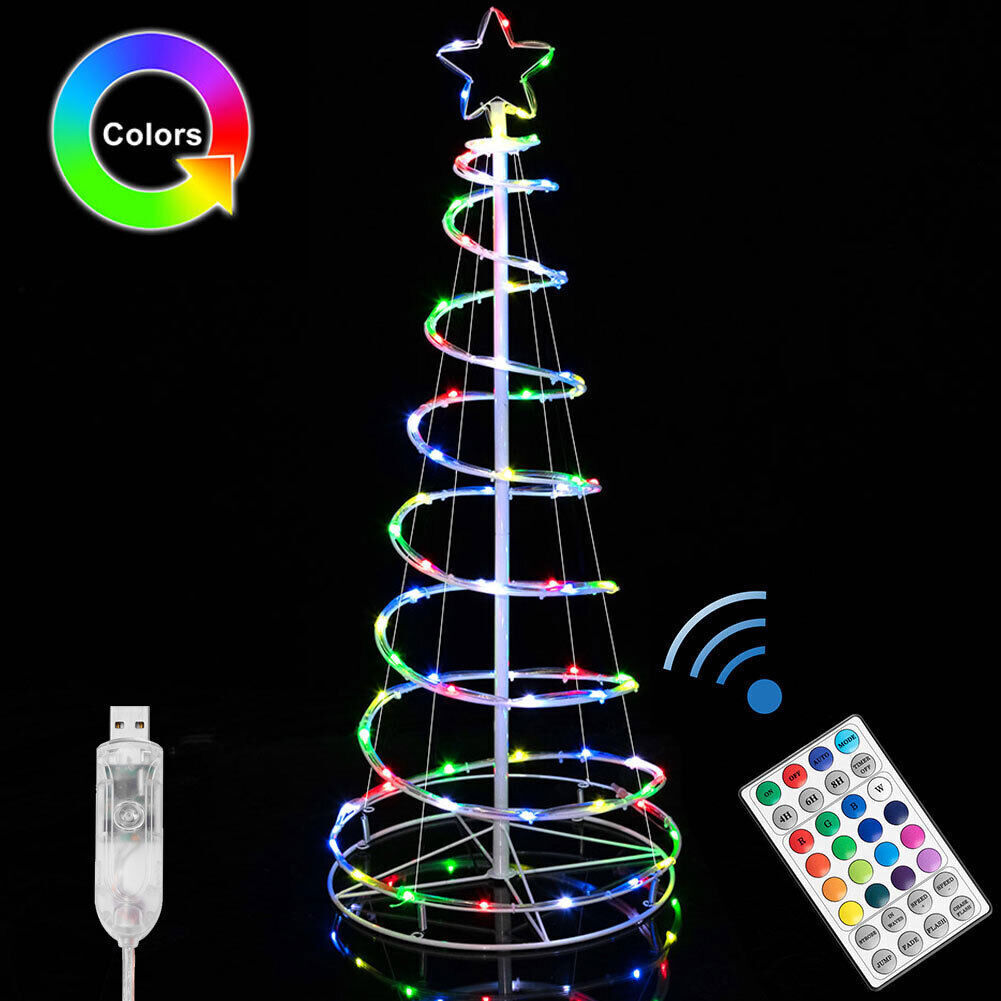 Albero di Natale Luminoso 100 Luci a Led Spirale per Interno ed Esterno 150 CM