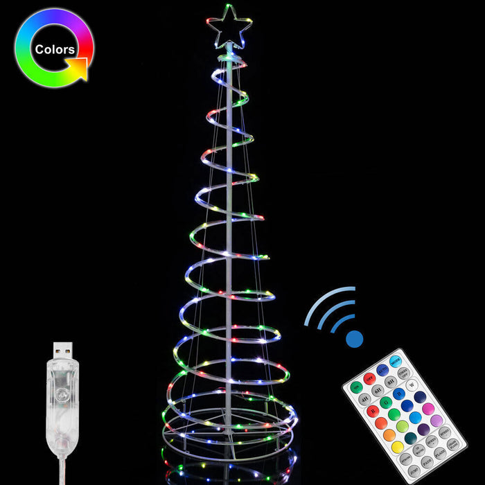 Albero di Natale Luminoso 135 Luci a Led Spirale per Interno ed Esterno 180 CM