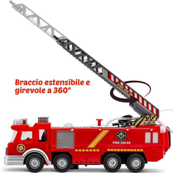 Camion dei Pompieri Giocattolo a Batteria con Pompa Spruzza Acqua Luci Suoni
