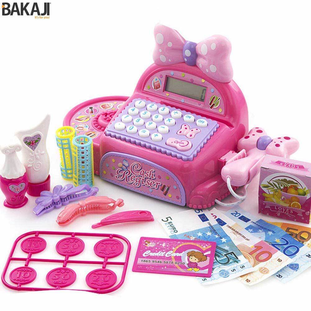 Registratore di Cassa per Bambine con Fiocco Rosa Luci e Suoni Reali con Lettore