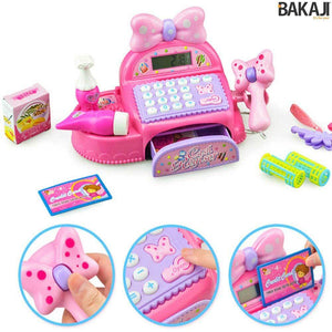 Registratore di Cassa per Bambine con Fiocco Rosa Luci e Suoni Reali con Lettore