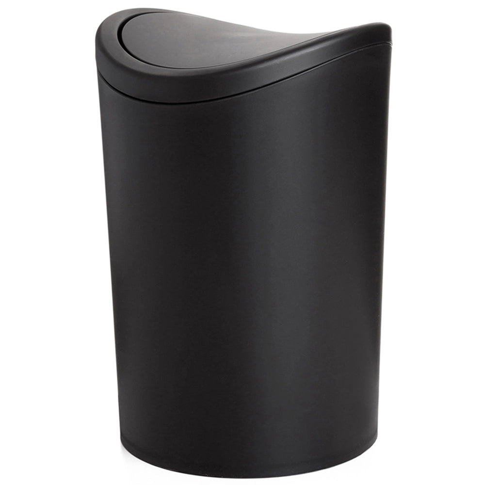 Pattumiera bagno in polipropilene nero 6 Lt con coperchio basculante