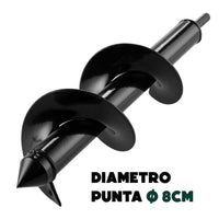 Punta Per Trivella Trapano Spirale da Giardino Diametro 8 cm Profondità di 16 cm