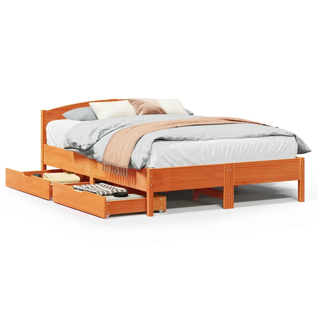 vidaXL Letto senza Materasso Marrone Cera 140x190 cm in Legno di Pino