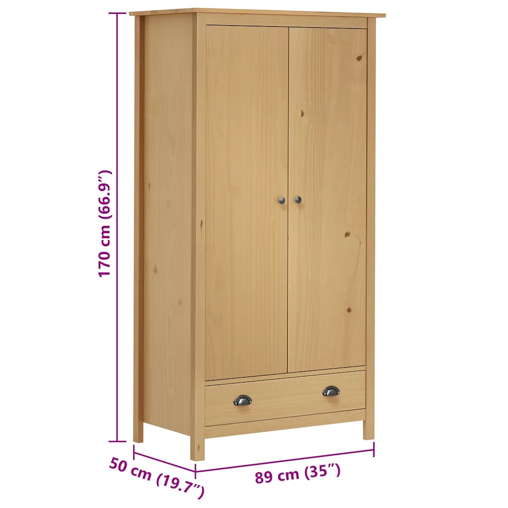 Armadio a 2 Ante Hill 89x50x170 cm Legno Massello di Pino CFW7467124