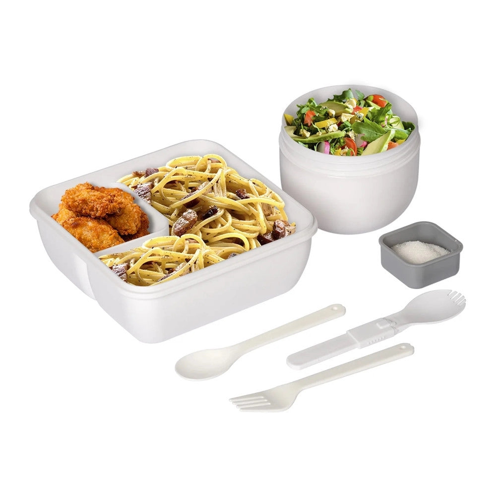 Trade Shop - Set Lunch Box Con Borsa Termica Contenitori Posate 6pz Per Pranzo Ufficio Scuola Campeggi -