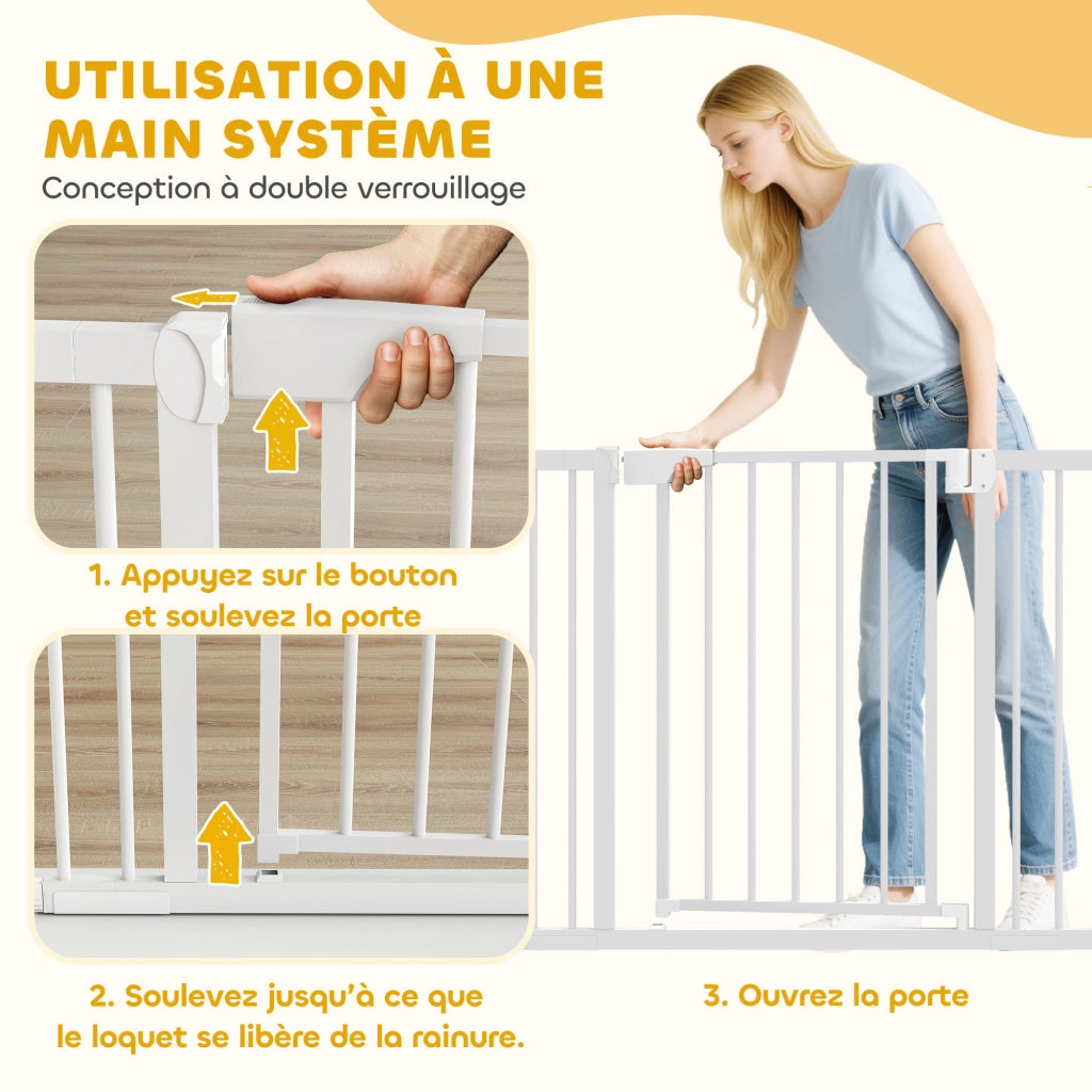 Cancelletto di sicurezza per bambini e cani ¨C Xylo ¨C bianco 76-102 cm senza forare