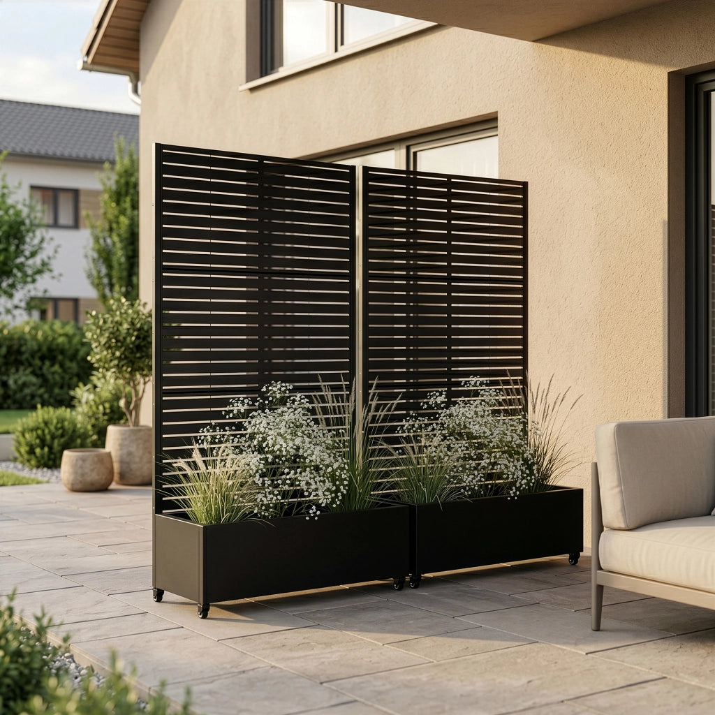 Fioriera con Spalliera Nodepp in Acciaio 190 x 82 x 38 cm - Nero casa.pro