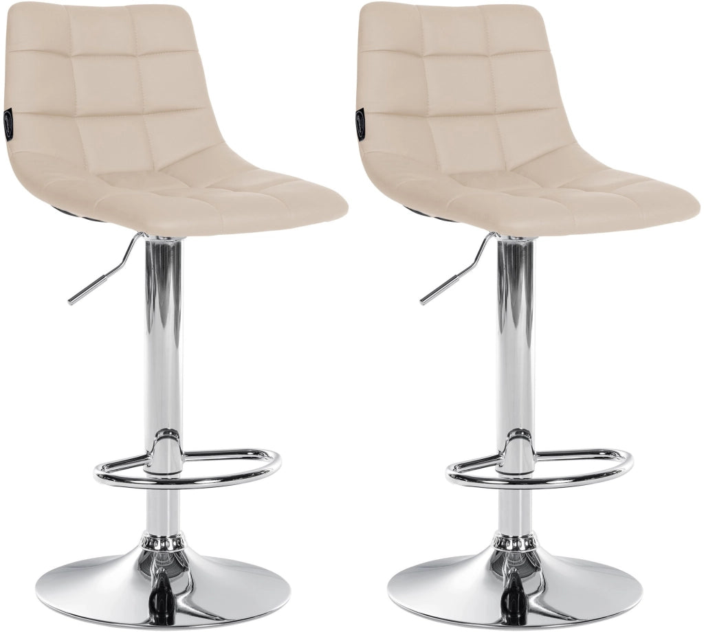 Set di 2 sgabelli da bar Jerry in similpelle crema,cromo