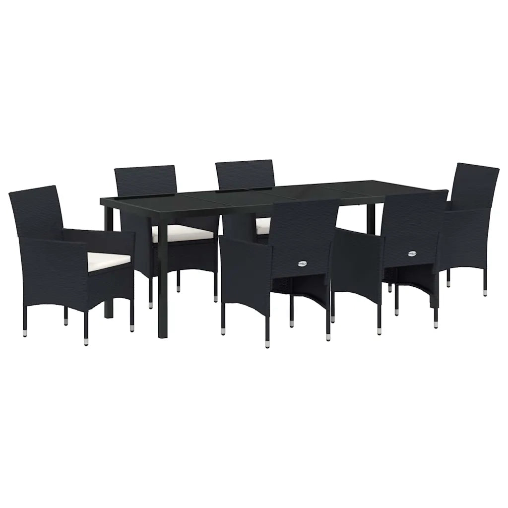 Set da Pranzo per Giardino con cuscino 7 pcs Nero polyrattan 3379728