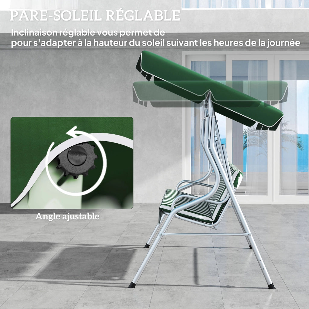 Altalena da giardino 3 posti ¨C zephmum ¨C verde 170x110x153 cm