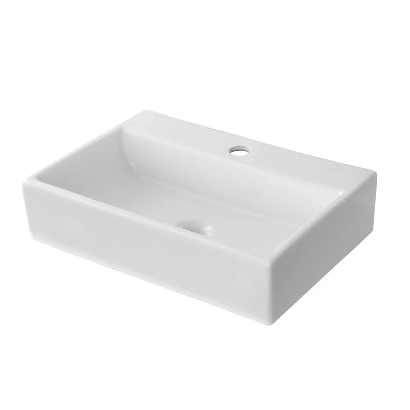 Lavandino da appoggio rettangolare 52x35 cm in ceramica lucida