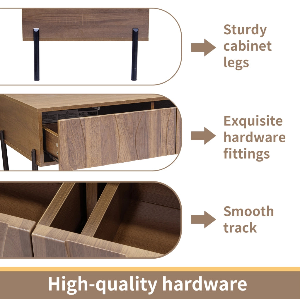Set di Mobili da Soggiorno con 1 Mobile TV e 1 Tavolino da Caff??; Contenimento; Stile Wabi-Sabi; MDF; Legno Naturale