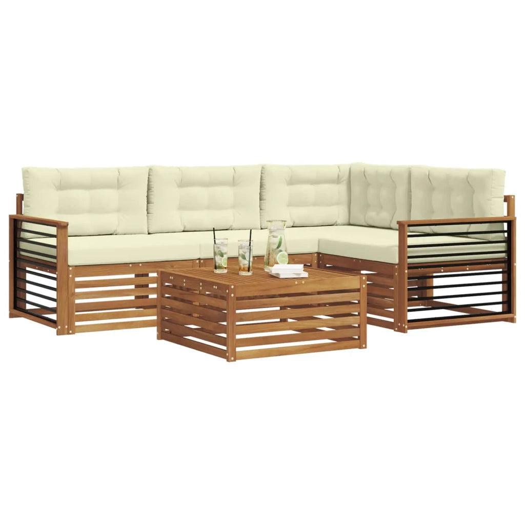 Set di divani da esterno con cuscino 5 pcs Naturale e Crema 3373430