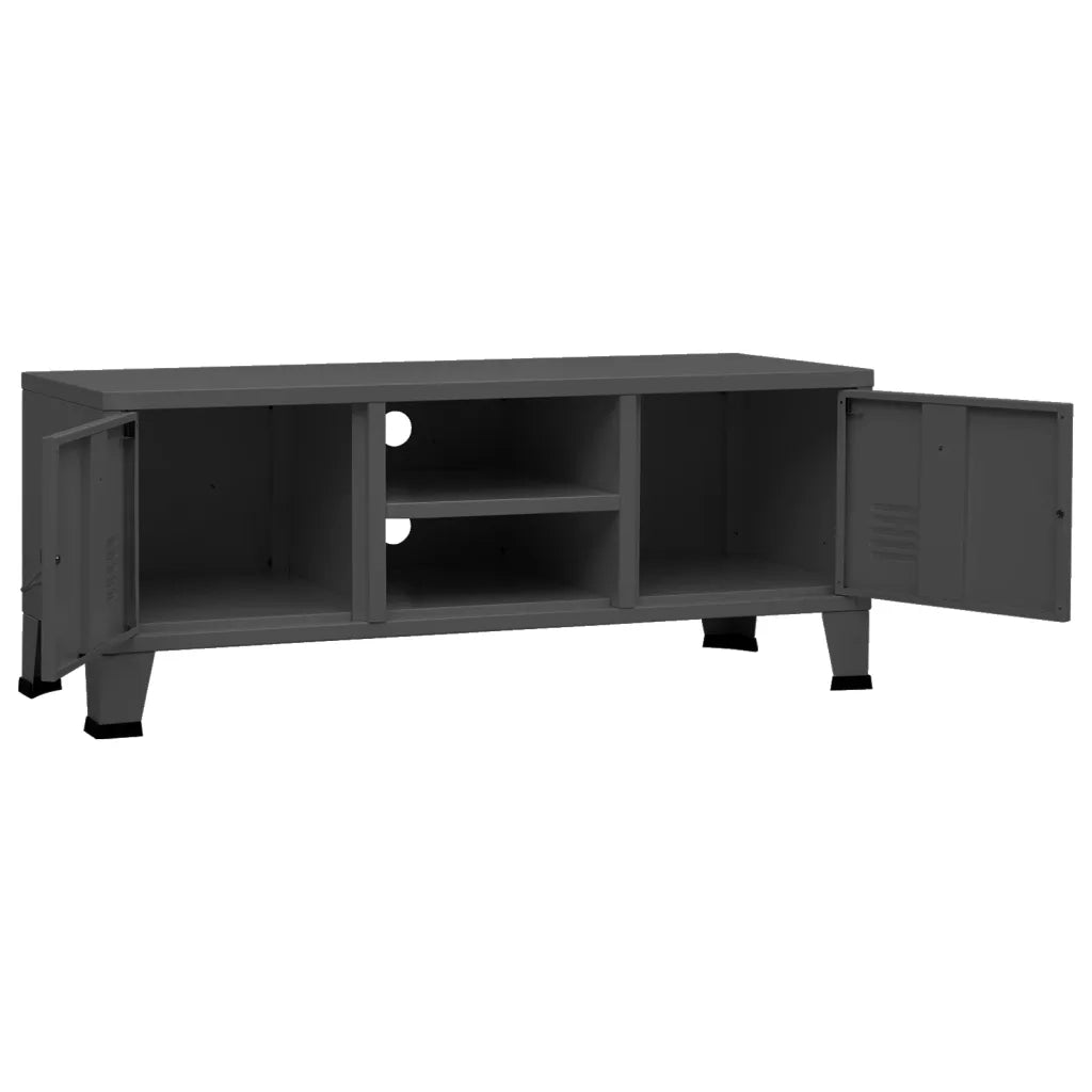 Mobile TV Industriale Antracite 105x35x42 cm in Metallo 339620
