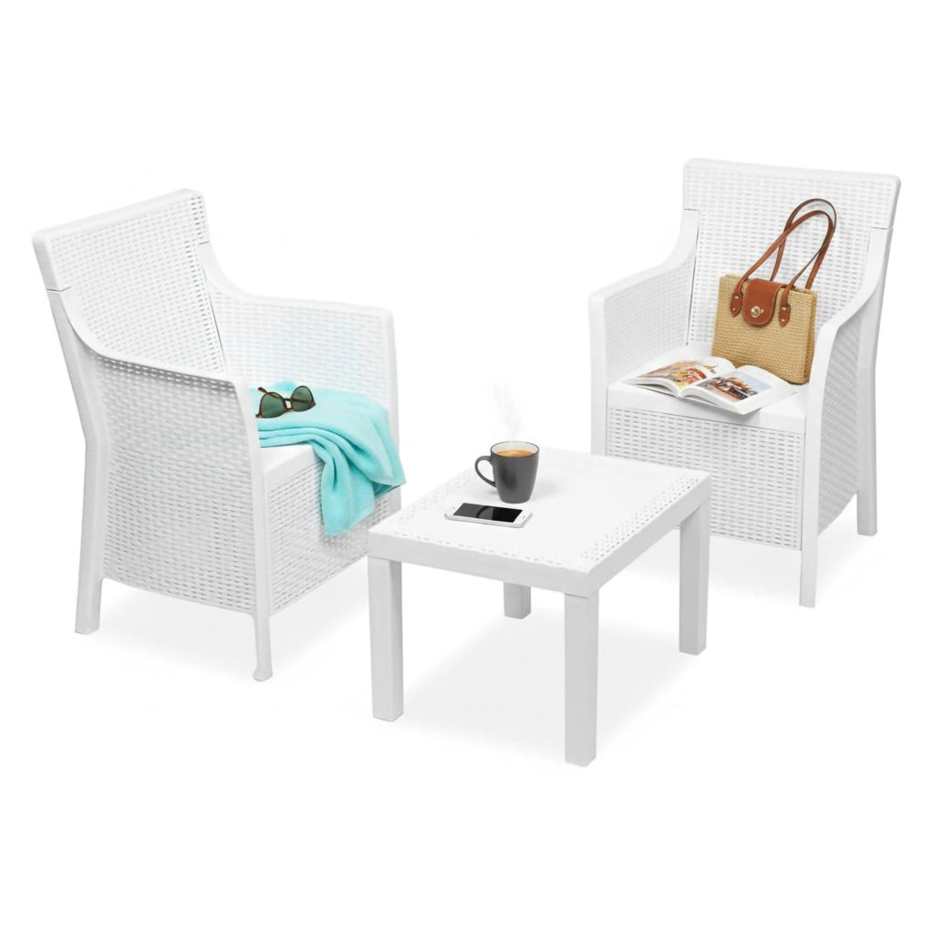 Salottino Outdoor Ben, set Salotto da Esterno 2 Posti Made in Italy, Bianco