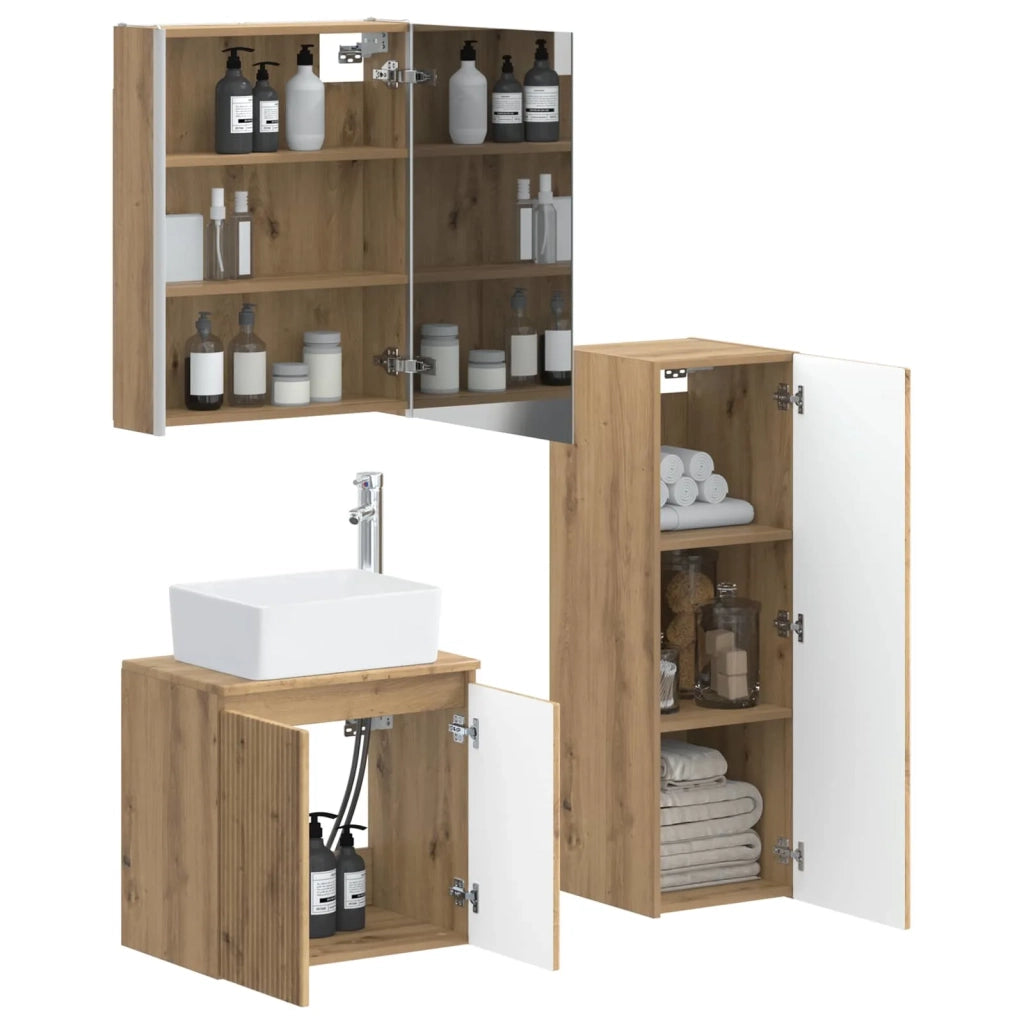 Set di mobili per il bagno 4 pcs Rovere Artigianale 3407454