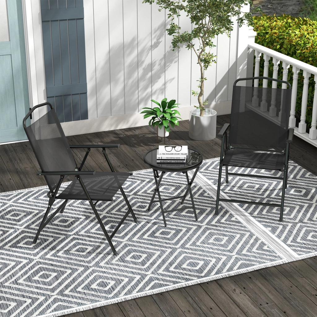 Set Giardino 3 Pezzi con Sedie e Tavolino ¨C zephmum ¨C Metallo Nero