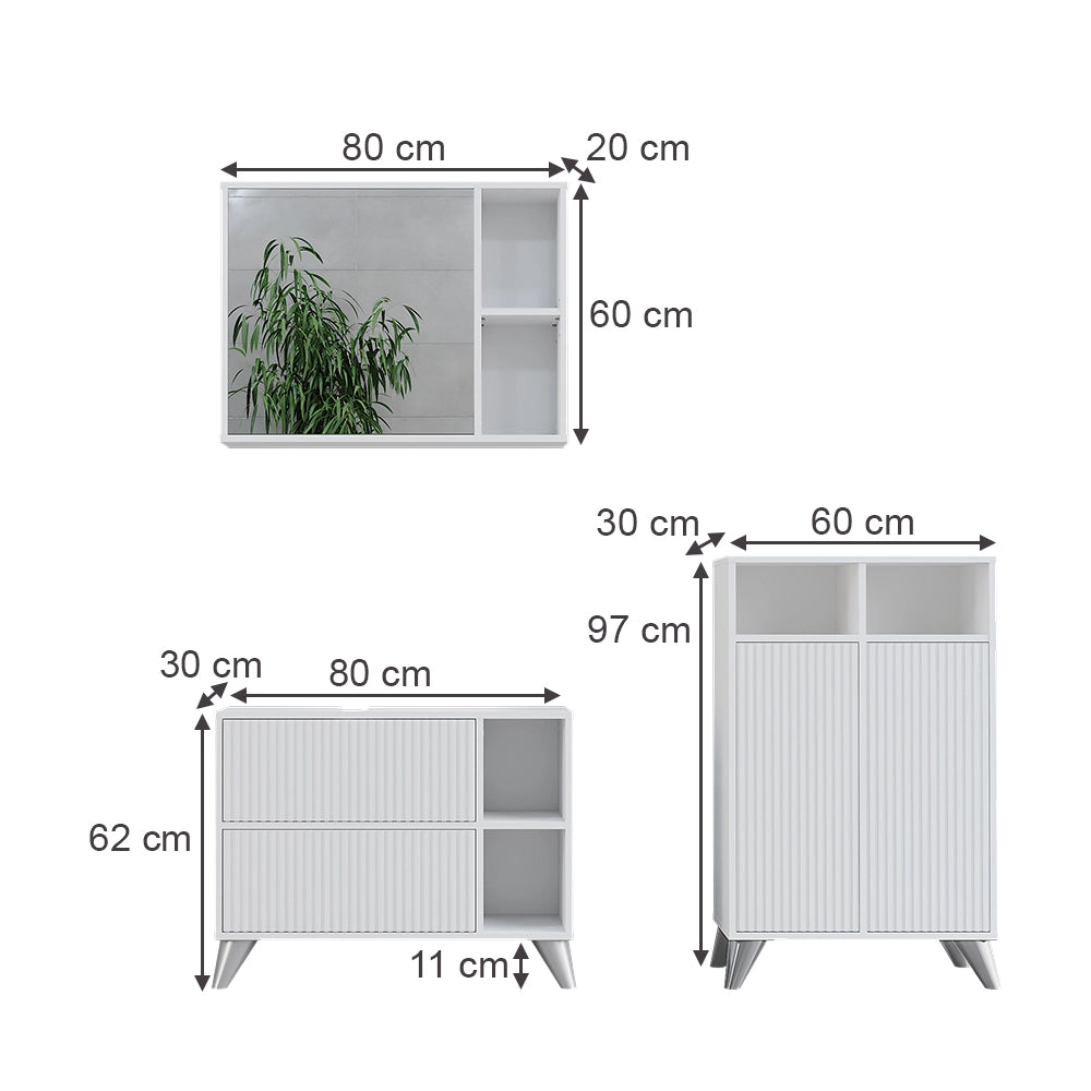 Vicco Set di mobili da bagno Bianco 80 cm, set 2
