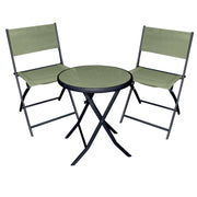 MA MAISON SET TAVOLO TONDO IN VETRO TEMPERATO 60X70H CM RICHIUDIBILE + 2 SEDIE 50X46X80 CM RICHIUDIBILI COLORE VERDE