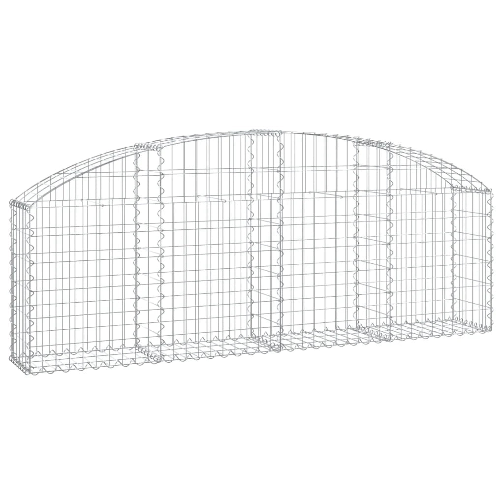 Cesto gabbione recinzione a gabbia muro di contenimento ad arco 200 x 30 x 60/80 cm ferro zincato argento 02_0040013
