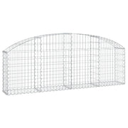 Cesto gabbione recinzione a gabbia muro di contenimento ad arco 200 x 30 x 60/80 cm ferro zincato argento 02_0040013