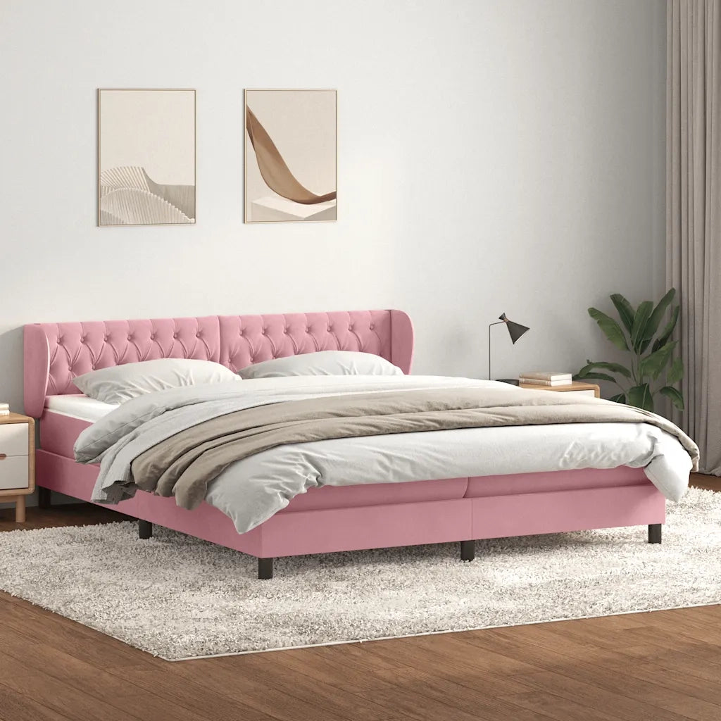 vidaXL Giroletto a Molle con Materassi Rosa 180x210 cm in Velluto