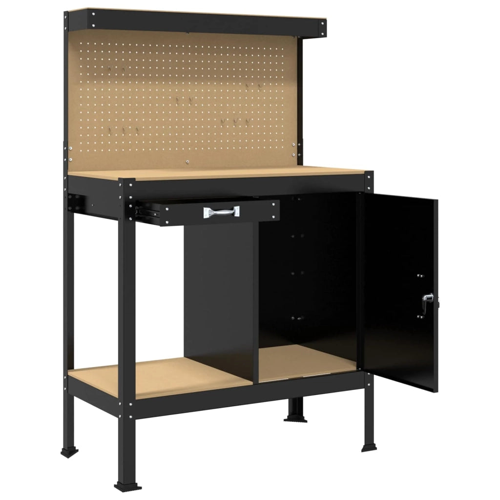 Banco da lavoro con cassetto con blocco Nero 90 x 49 x 141 cm 42020133