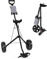 Carrello da Golf Pieghevole con 2 Ruote, Carrello da Golf in Ferro con Tabellone Segnapunti