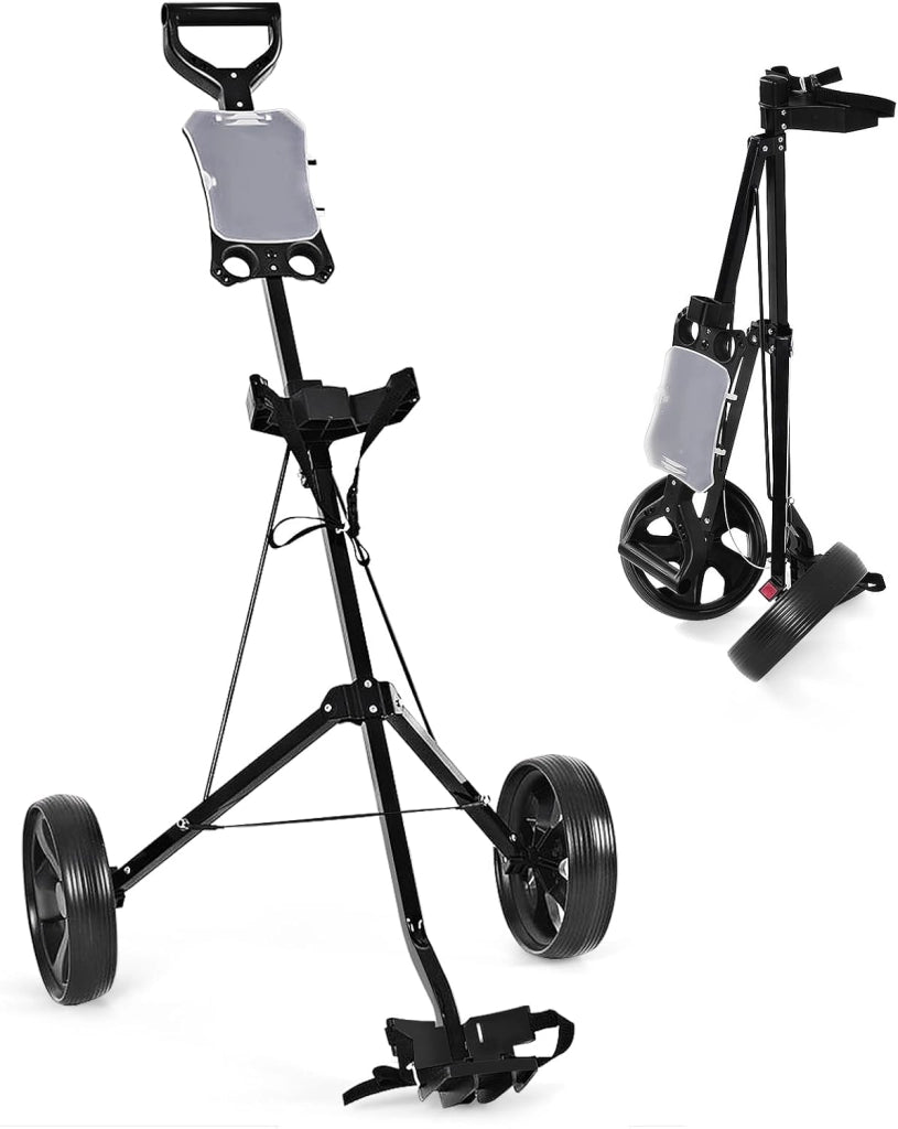 Carrello da Golf Pieghevole con 2 Ruote, Carrello da Golf in Ferro con Tabellone Segnapunti