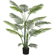 Palma artificiale con 16 foglie in plastica, pianta artificiale resistente ai raggi UV con vaso in plastica, per uso interno ed esterno, verde