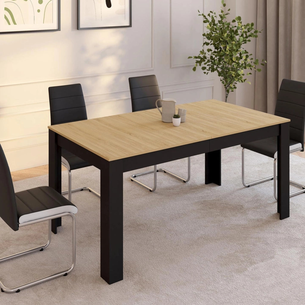 Tavolo da pranzo rettangolare ROZY 4-8 Persone Nero Piano in legno di faggio 160-200 cm