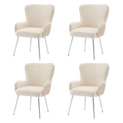 Set di 4 sedie da pranzo - con braccioli e supporto lombare - in velluto beige