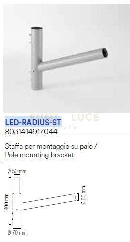 LED-RADIUS-ST STAFFA TUBOLARE A T PER FARO SOLARE STRADALE RADIUS