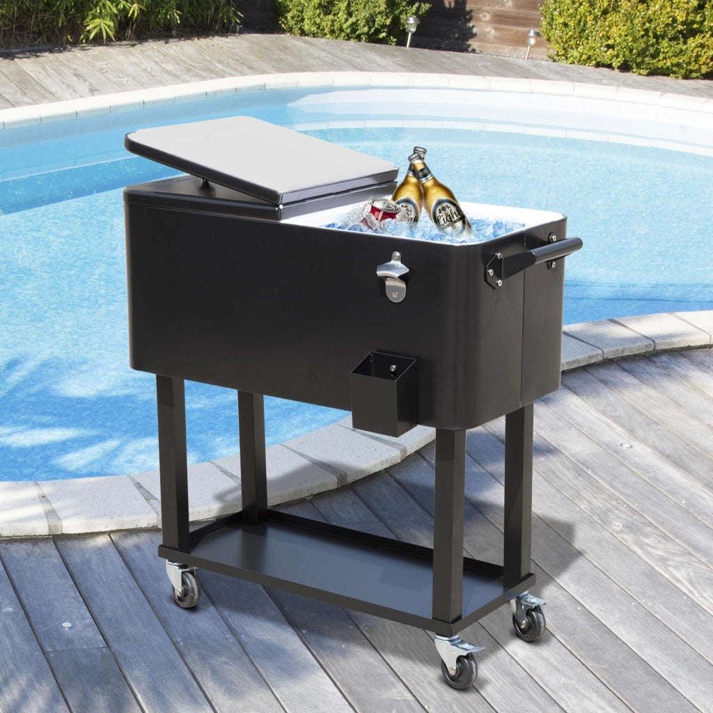 Carrello Frigo per Bevande con Ruote ¨C zephmum ¨C Nero 75.7L