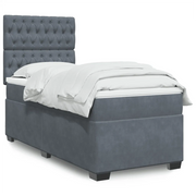 Giroletto a Molle con Materasso Grigio Scuro 90x200 cm Velluto