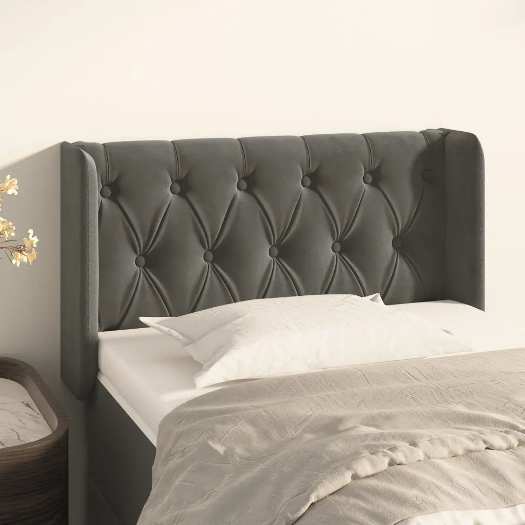 Testiera | Testata ad Orecchio Grigio Scuro 83x16x78/88 cm in Velluto