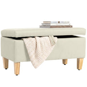 Panca contenitore imbottita in tessuto lino ¨C Xylo ¨C beige con piedini in legno 71x37x36cm