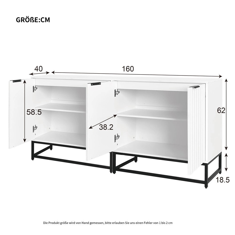 Cassettiera con 2 Ante e Cassetti ¨C MINIMAL ¨C Bianco, Metallo, 160x40x80 cm