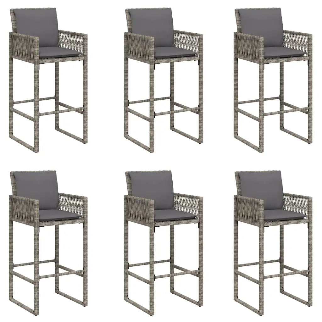 Set Bar da Giardino 7 pz con Cuscini Grigio Polyrattan Acacia 3328904